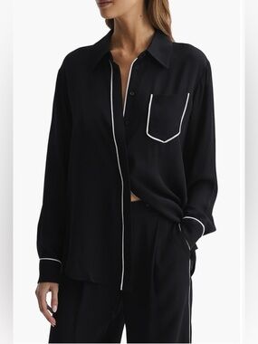 Reiss Black Top with White Label Detail